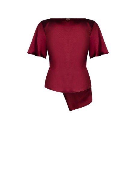 Blusa em raso franzida de um lado Rinascimento
