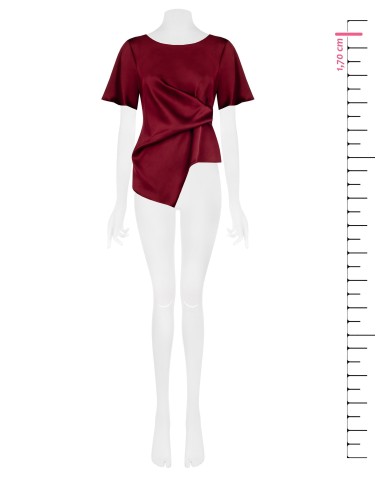 Blusa em cetim franzida num dos lados Rinascimento