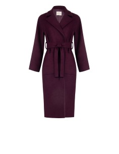 Sobretudo longo (spolverino) com 2 broches em forma de flor e cinto coordenado Rinascimento