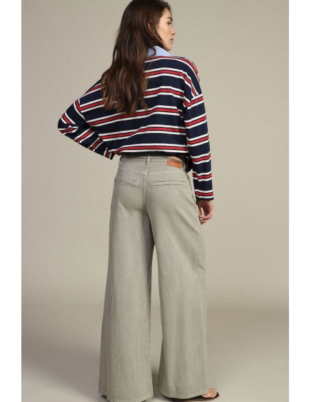 Jeans boca de sino com cinto Dixie