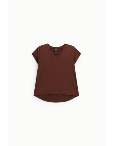 Camisa com decote em V e mangas curtas Dixie