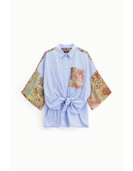 Camisa com Nó e Patchwork Dixie