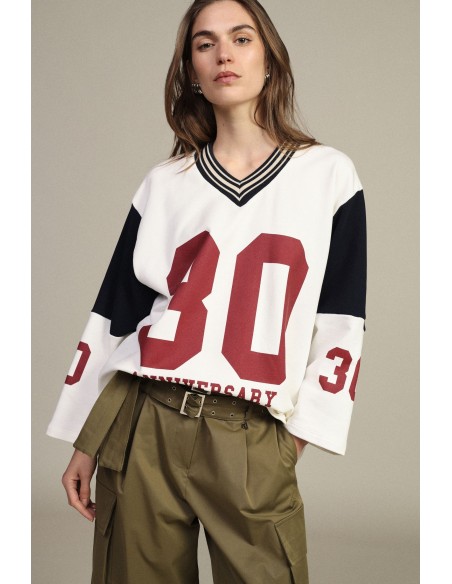 Sweatshirt ampla com gola redonda e estampa 30 Anniversary Dixie