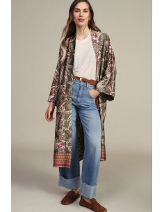 Casaco-Camisa Longo Padrão Paisley Misto Animalier Dixie