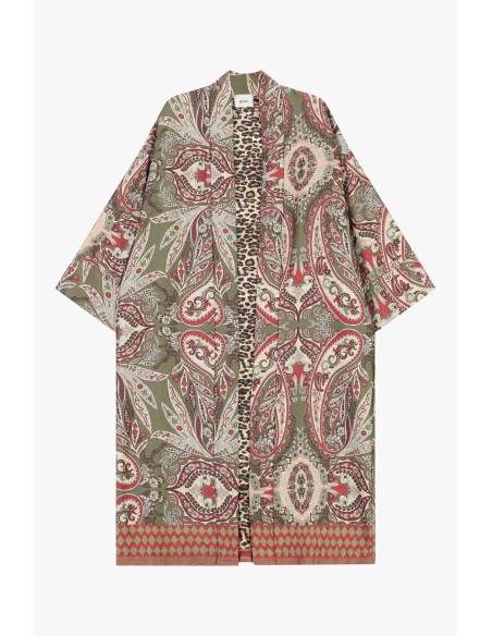 Casaco-Camisa Longa Estampa Paisley Mistura Animalier Dixie
