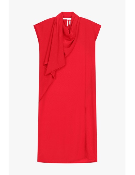 Vestido Midi com Decote Drapeado e Padrão Geométrico Dixie