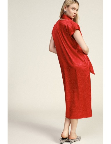 Vestido midi com decote drapeado e padrão geométrico Dixie