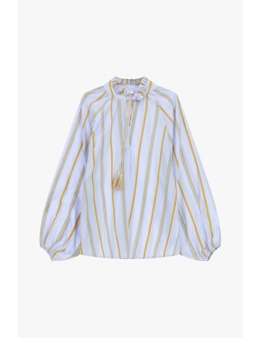 Blusa às riscas com mangas largas e laço Dixie