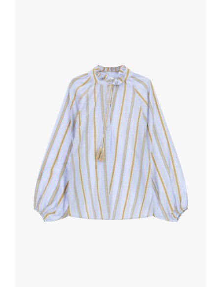 Blusa às riscas com mangas largas e laço Dixie