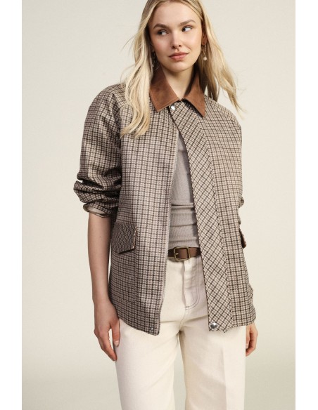 Casaco-camisa com padrão xadrez e bolsos frontais Dixie