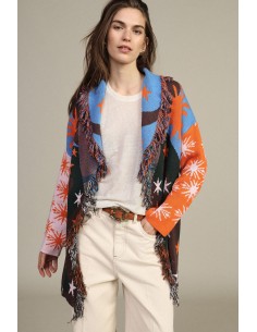 Cardigan estampado de estrelas com cinto e franjas Dixie