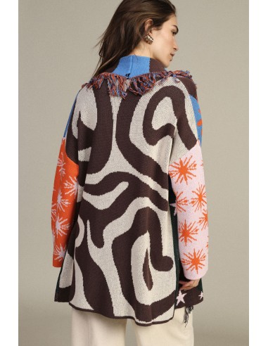 Cardigan estampado de estrelas com cinto e franjas Dixie