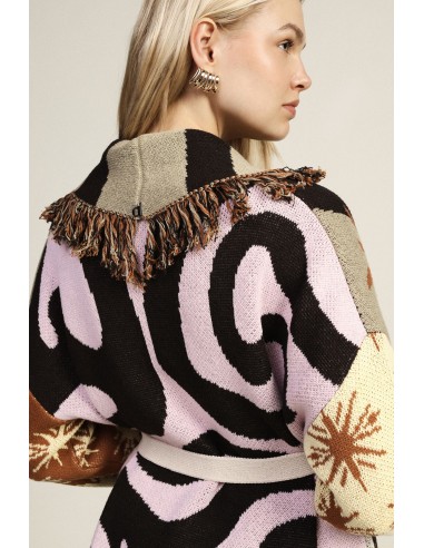 Cardigan estampado de estrelas com cinto e franjas Dixie