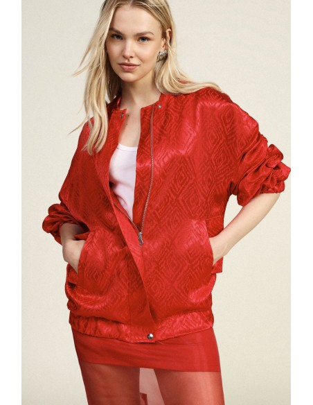 Bomber Oversize Com Bolsos E Fecho de Pressão Dixie