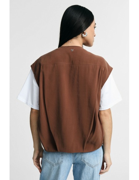 Colete curto com fecho de correr e bolsos frontais Please