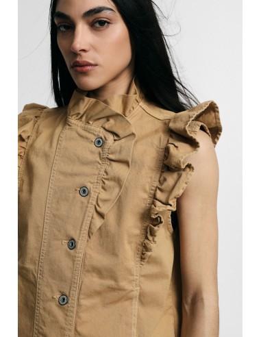 Colete sem mangas com folhos frontais Please