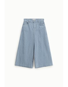 Jeans às Riscas de Perna Larga Cropped Please 2