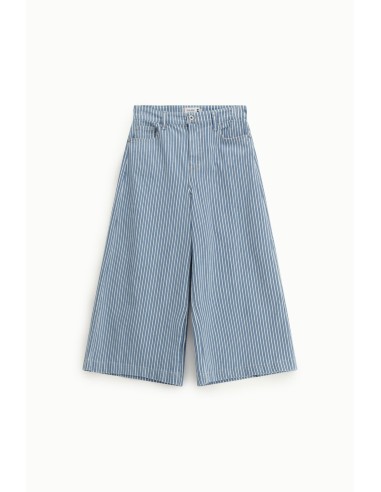 Jeans às Riscas de Perna Larga Cropped Please