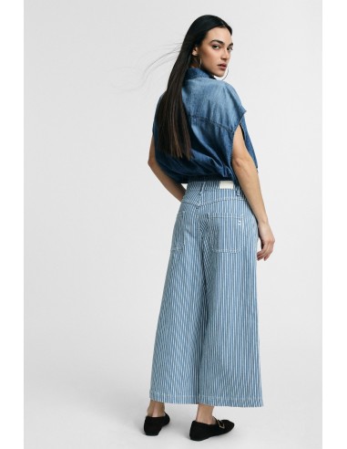 Jeans às riscas de perna larga cropped Please