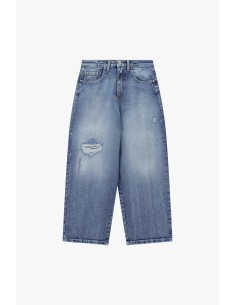 Jeans de Perna Larga com Detalhes Desgastados Please 2