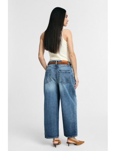 Jeans de perna larga com detalhes desgastados Please