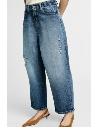 Jeans de perna larga com detalhes desgastados Please