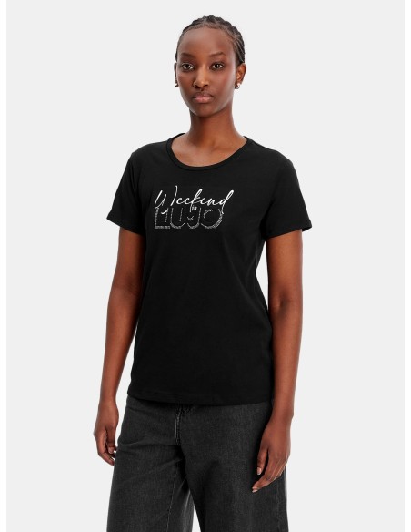 T-shirt com estampa e strass Liu Jo