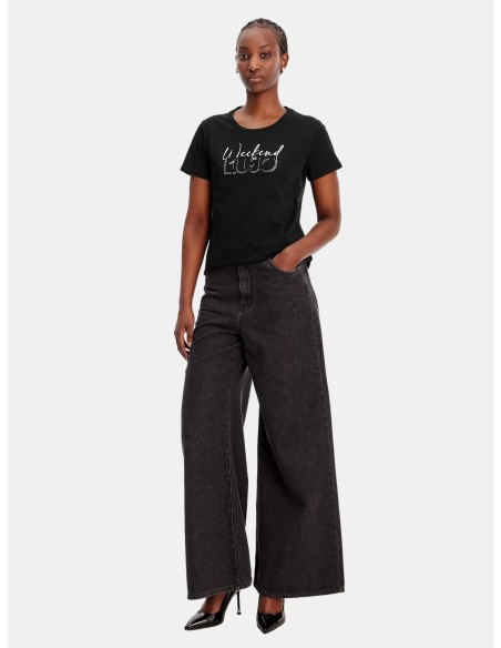 T-shirt com estampa e strass Liu Jo