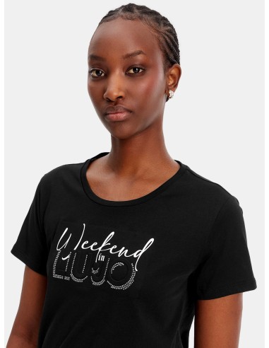 T-shirt com estampa e strass Liu Jo