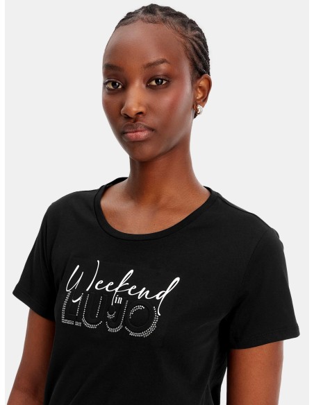 T-shirt com estampa e strass Liu Jo