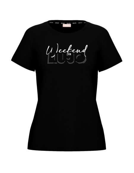 T-shirt com estampa e strass Liu Jo