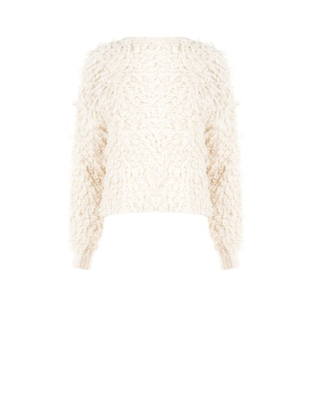 Cardigan em ponto bouclé com botão com o logo Rinascimento
