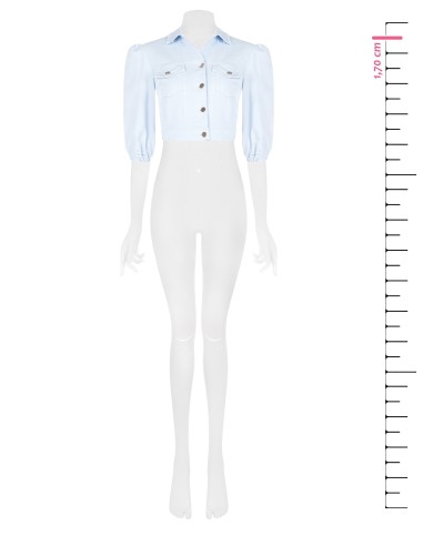 Giubbotto Di Jeans Crop Elasticizzato Con Taschini Rinascimento - V...