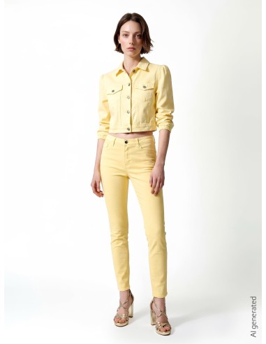 Giubbotto Di Jeans Crop Elasticizzato Con Taschini Rinascimento - V...