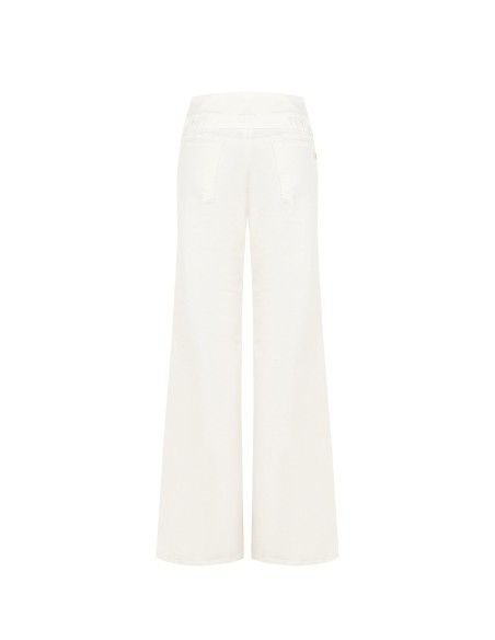 Jeans wide leg elásticos com cinto coordenado Rinascimento