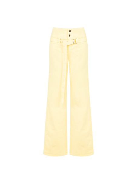 Jeans Wide Leg Elásticos com Cinto Coordenado Rinascimento