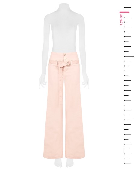Jeans Wide Leg Elásticos com Cinto Coordenado Rinascimento