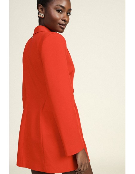 Vestido Curto de Abotoamento Duplo com Gola Clássica Dixie