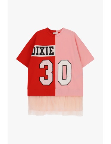Vestido Curto Con Tule E Estampa Colorblock Dixie