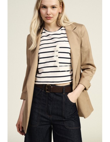 Blazer longo, corte regular, com mangas viradas Dixie