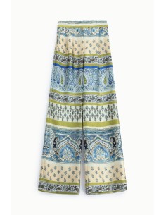 Calças Palazzo com Estampa Paisley e Detalhes Florais Dixie 2