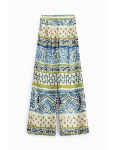 Calças palazzo com estampa paisley e detalhes florais Dixie