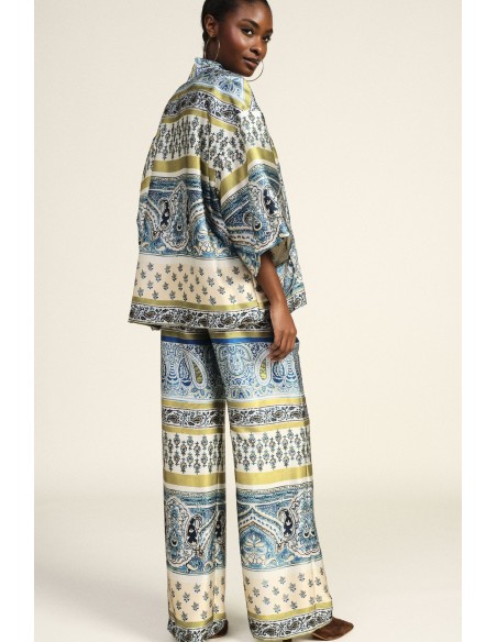 Calças Palazzo com padrão paisley e detalhes florais Dixie