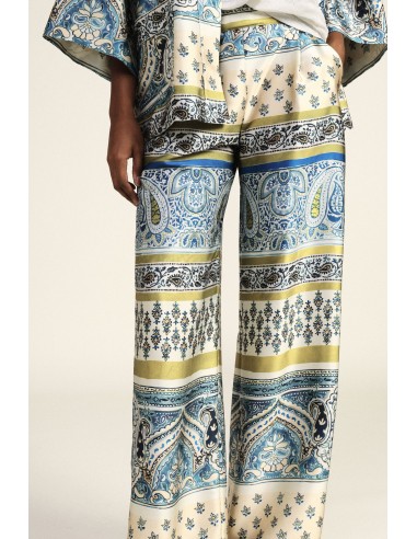 Calças palazzo com padrão paisley e detalhes florais Dixie