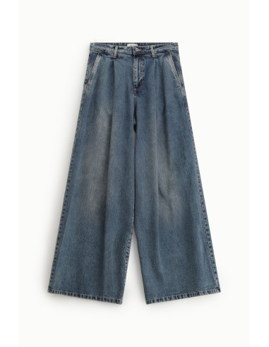 Jeans de perna larga com pences e cintura alta Dixie