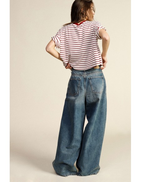 Jeans de perna ampla com pences e cintura alta Dixie