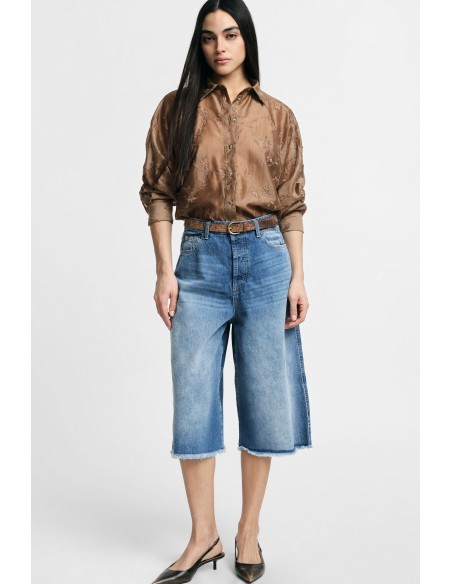 Bermuda cinco bolsos com bainha desfiada Please