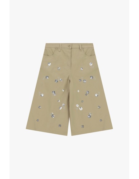 Shorts Até ao Joelho com Aplicações Florais e Bolsos Please