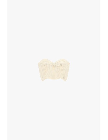 Top de faixa trabalhado com motivo vazado Please