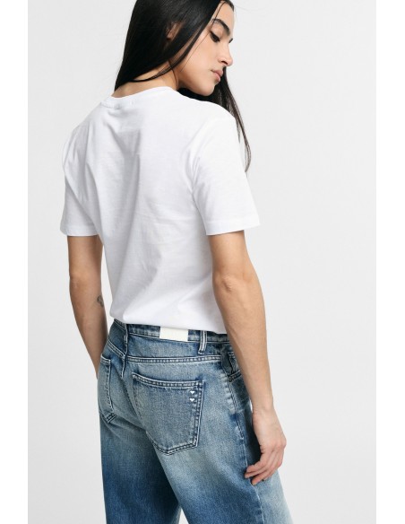 T-shirt com estampa frontal, gola redonda, corte regular Please